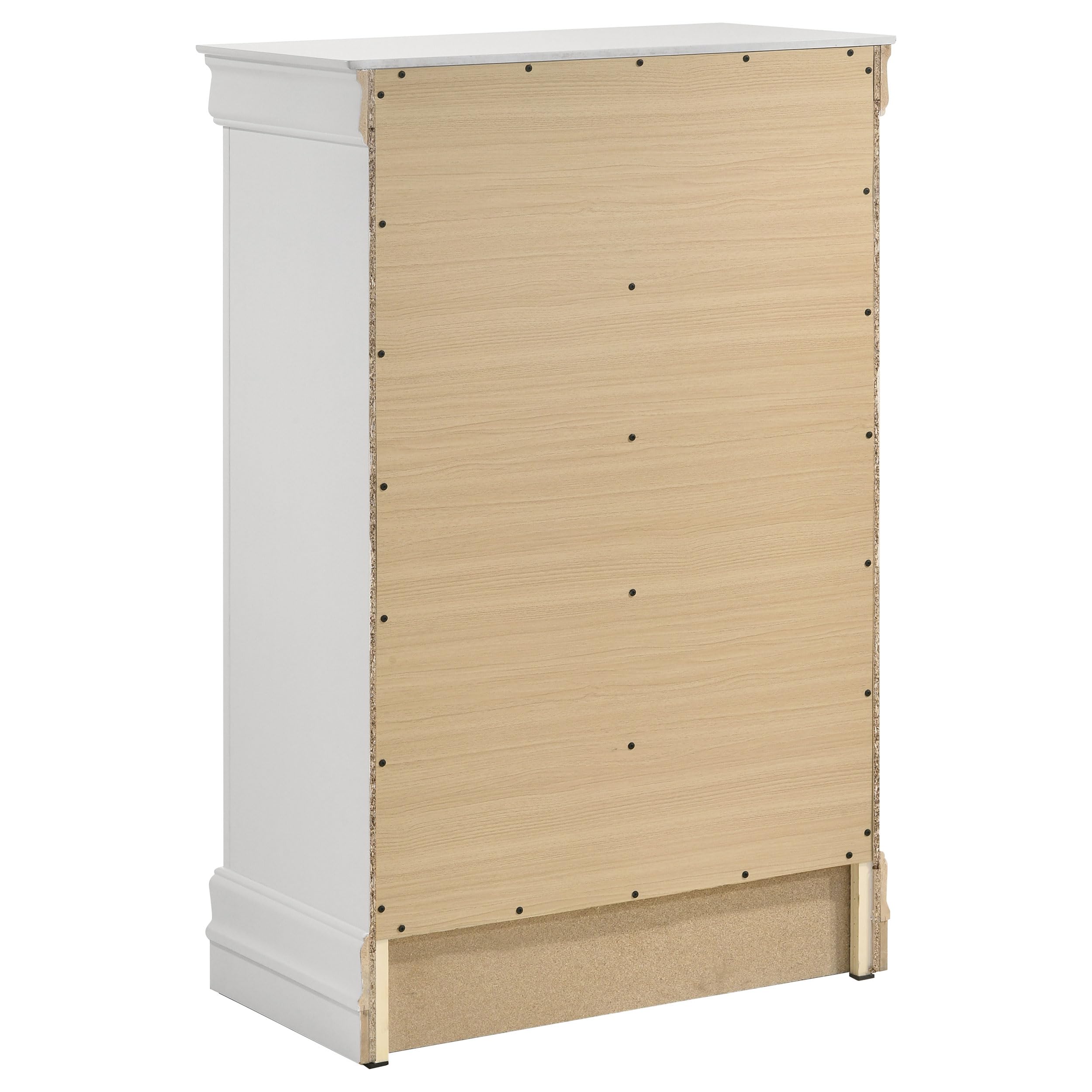 Coaster Home Furnishings Louis Philippe Traditional Wood 5-Drawer Bedroom Chest of Drawers Chiffonier Clothing Storage Cabinet Bedroom Armoire Tall Dresser Organizer Unit White 202445
